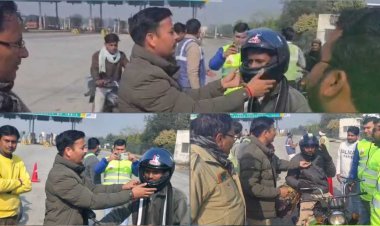 हाफिजपुर पुलिस की अनूठी पहल: बिना हेलमेट चल रहे जरूरतमंदों को बांटे मुफ्त हेलमेट